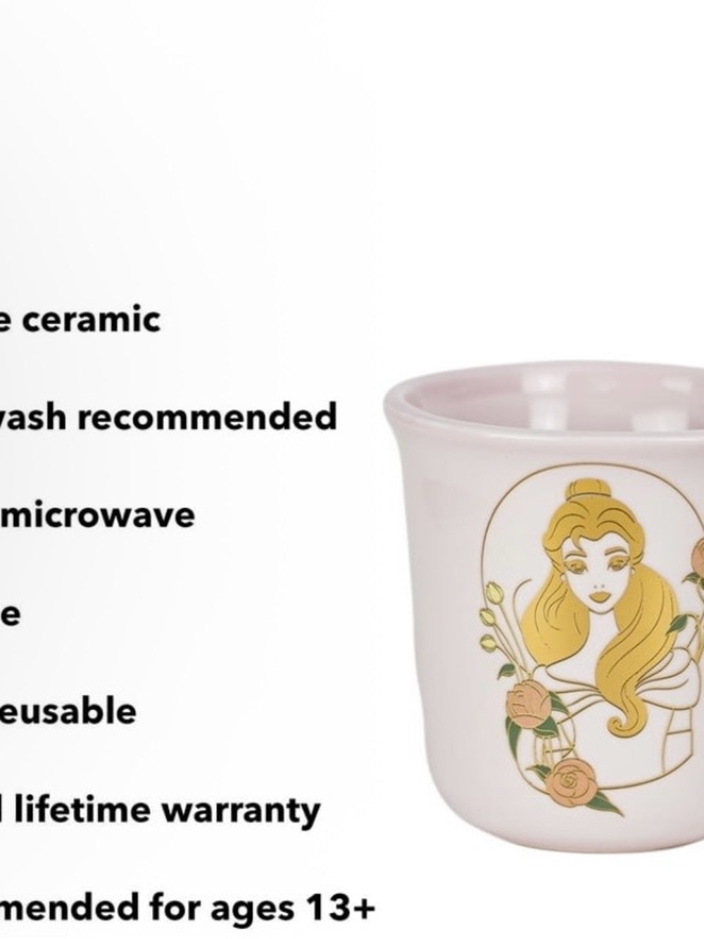 Pink Belle Floral Ceramic Mug with Gold Accents - Picture 5 of 7
